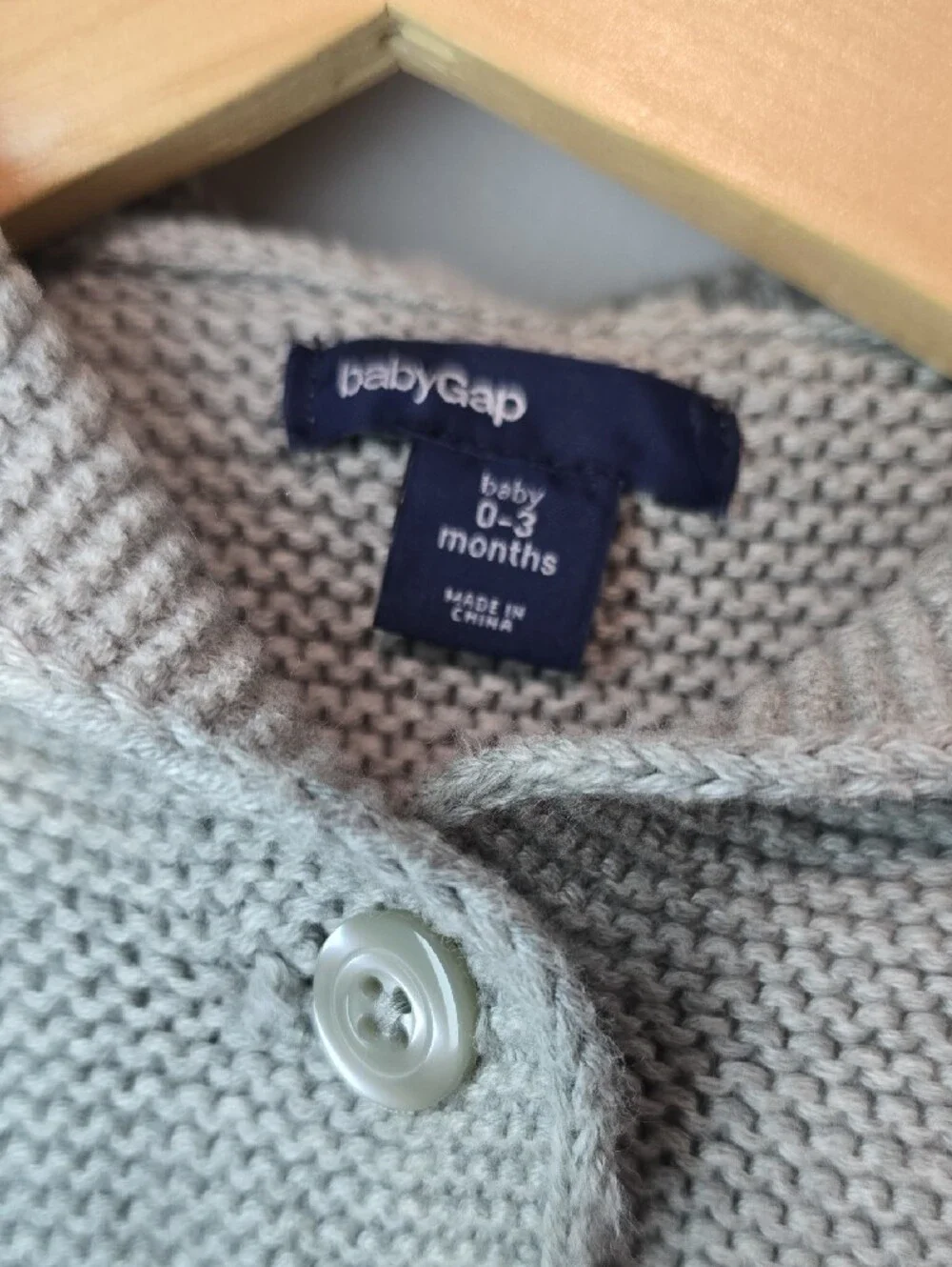 GAP Light Gray Baby Hooded Knit Cardigan with Bear Ears